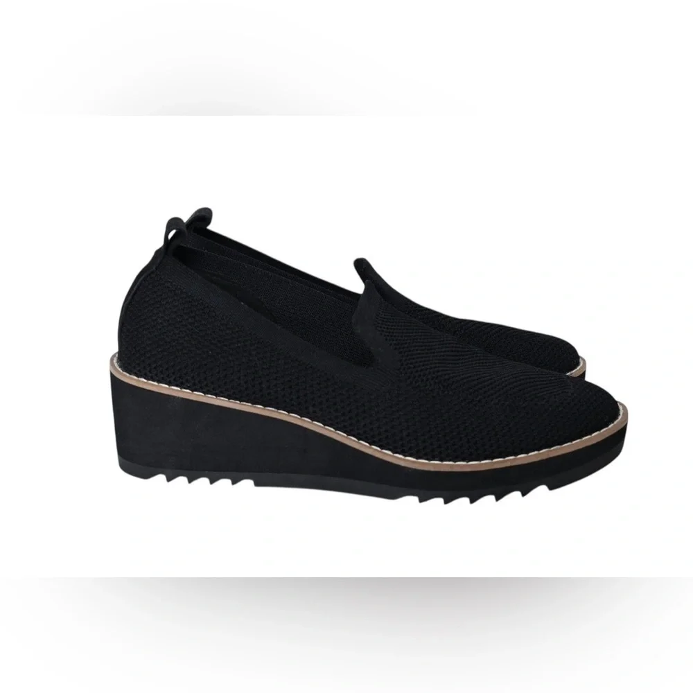 Eileen Fisher Lindy Novo Stretch Knit Black Wedge Sport Loafer